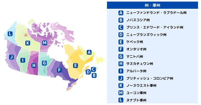 カナダの州と時差