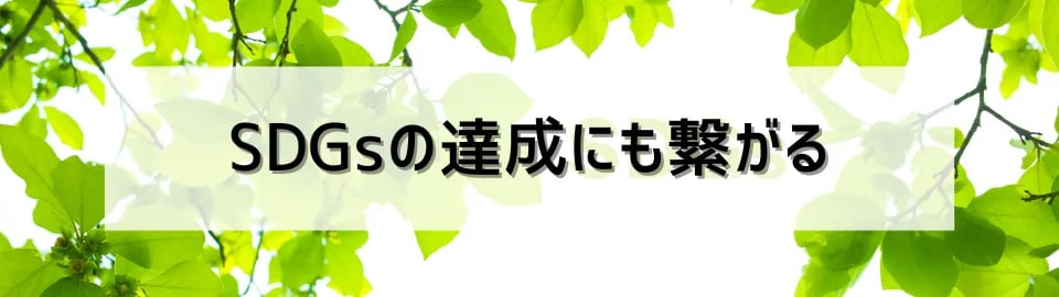SDGsの達成にも繋がる